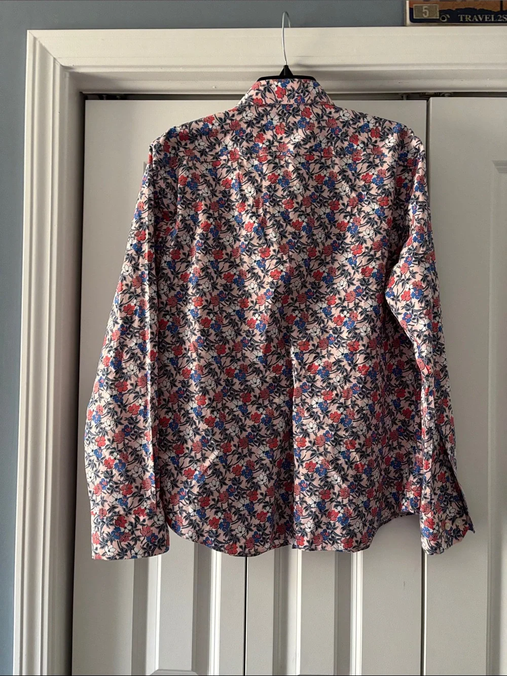 Banana Republic Floral Button-Down Shirt in Red, Blue, Cream